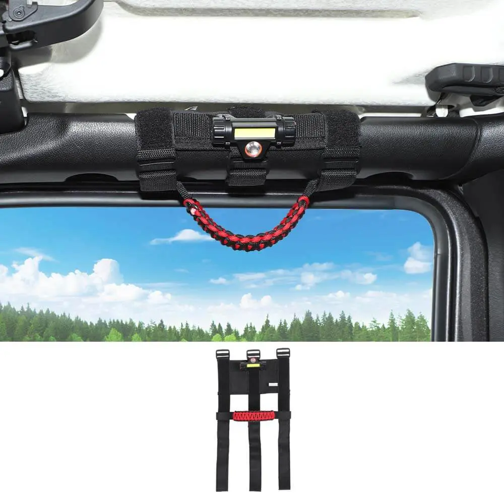 For Jeep Wrangler TJ JK JL JT Roll Bar Grab Handle Grip with Light - Image 6