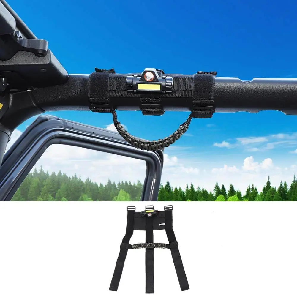 For Jeep Wrangler TJ JK JL JT Roll Bar Grab Handle Grip with Light - Image 7