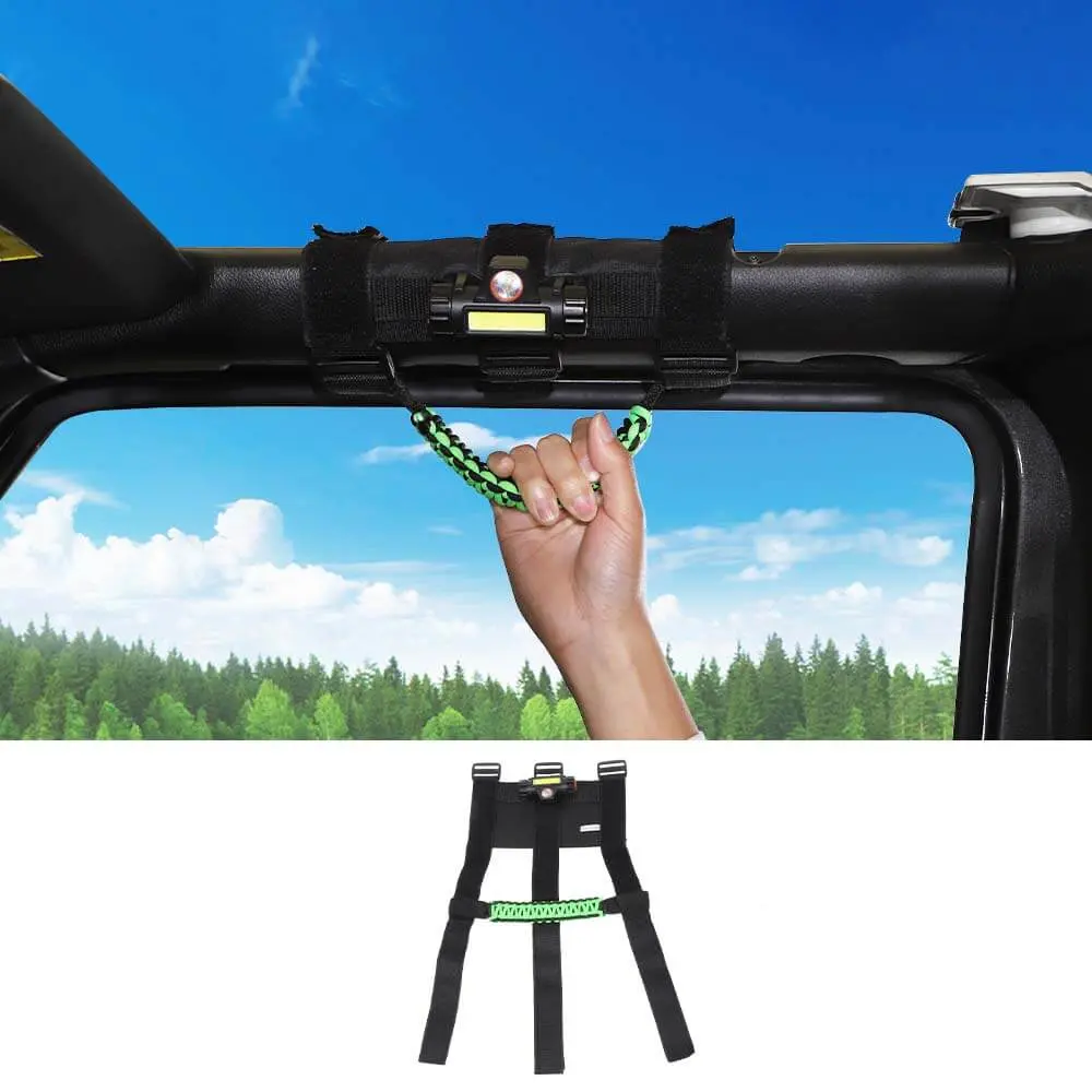 For Jeep Wrangler TJ JK JL JT Roll Bar Grab Handle Grip with Light - Image 9