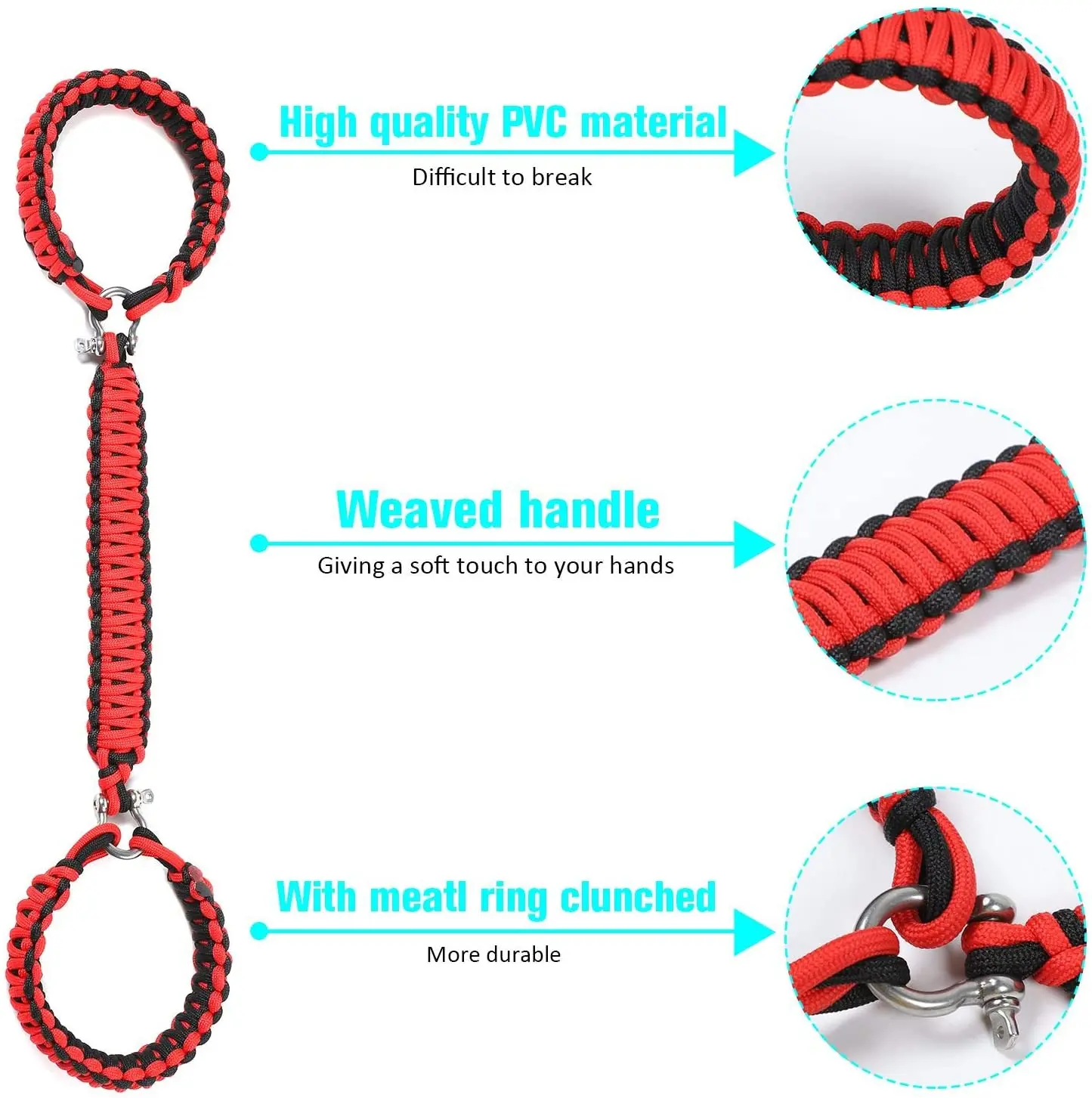 For 2007-2023 Jeep Wrangler JK JKU JL JLU JT Roll Bar Grab Handles Paracord Grip Handle – For Bare Roll Bar Only (Not for Roll Bar Covers) - Image 5