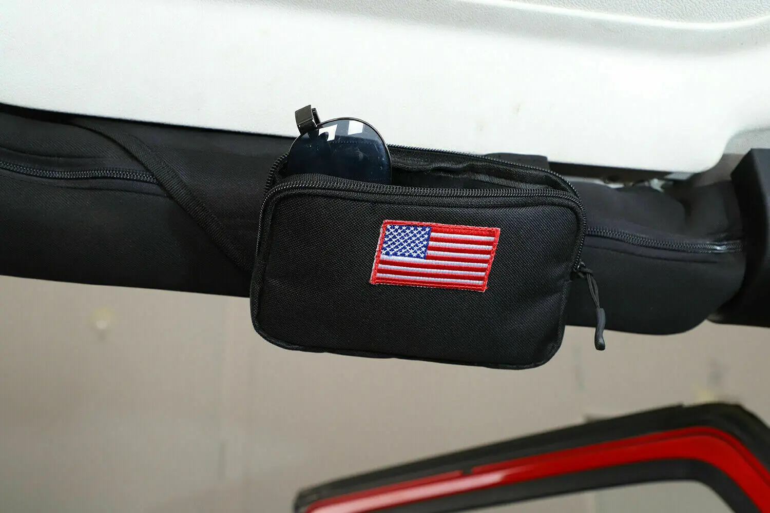 For Jeep Wrangler TJ JK JL JT Roll Bar Grab Handles Storage Bag Multi-function US Flag - Image 2