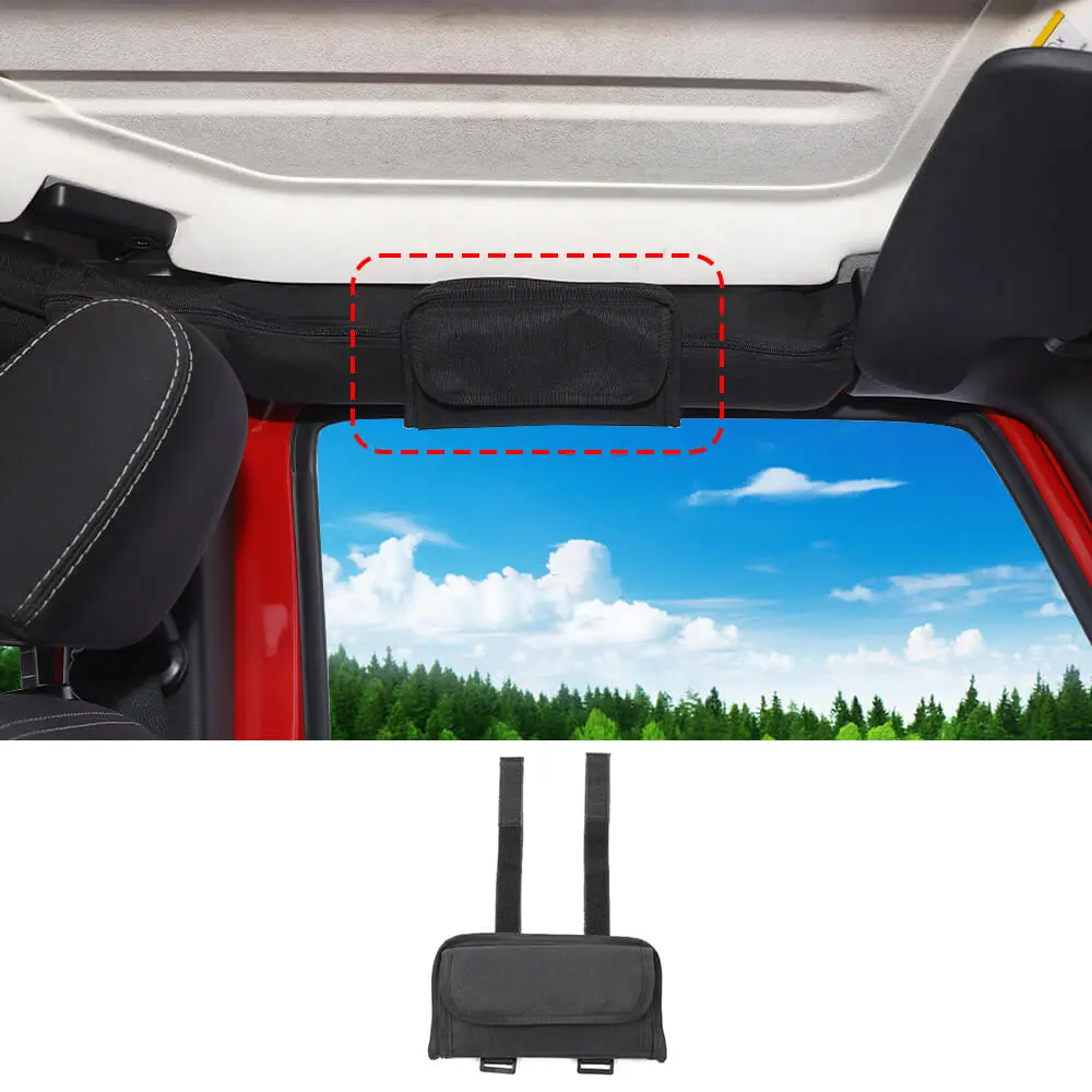 For Jeep Wrangler CJ YJ TJ JK JKU JL JLU & Gladiator JT Roll Bar Sunglasses Holder Storage Bag