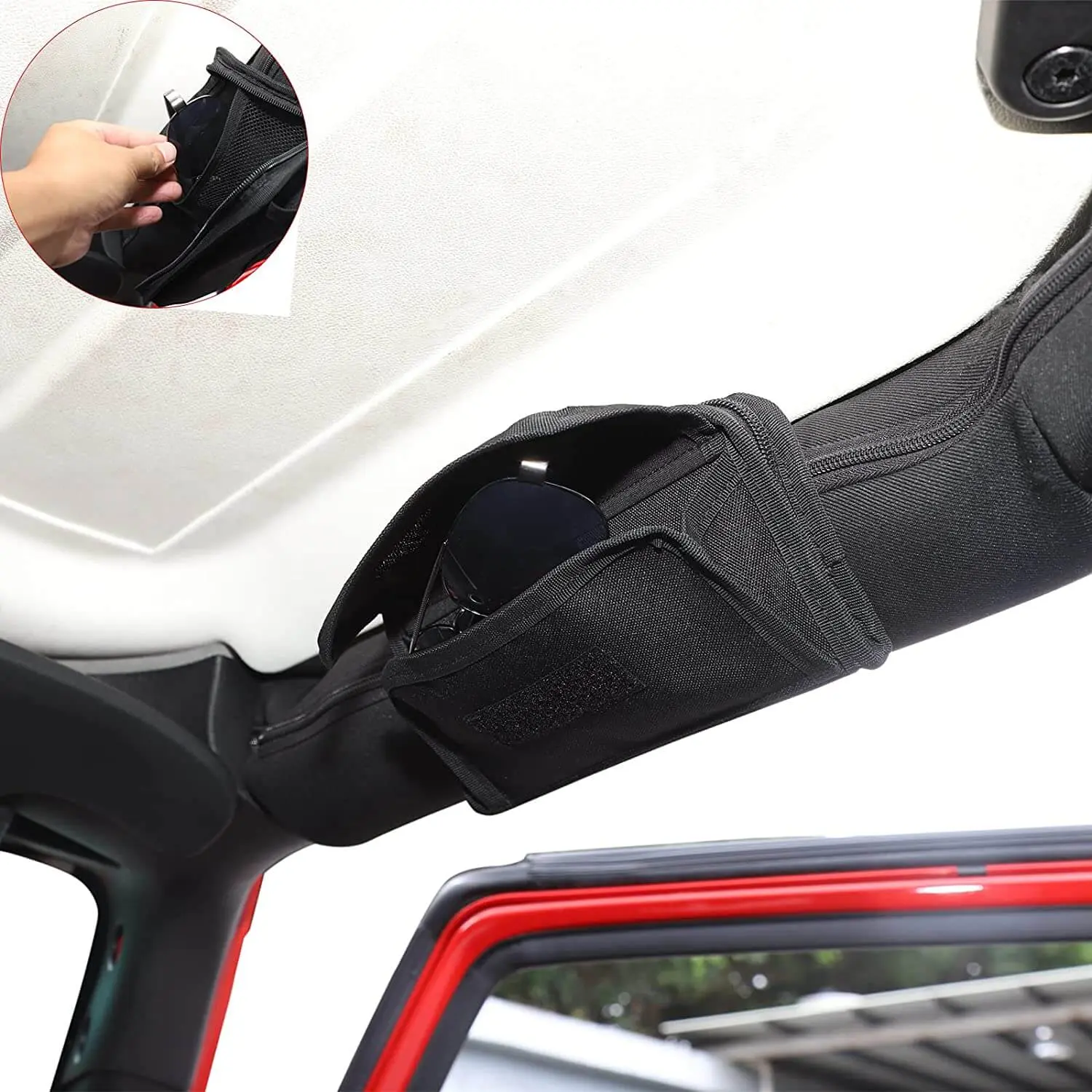 For Jeep Wrangler CJ YJ TJ JK JKU JL JLU & Gladiator JT Roll Bar Sunglasses Holder Storage Bag - Image 3