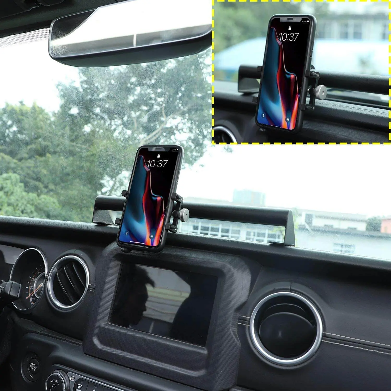For 2018-2023 Jeep Wrangler JL JLU & Gladiator JT Dashboard Bar Phone Holder, Rugged Heavy Duty Cell Mount - Image 5