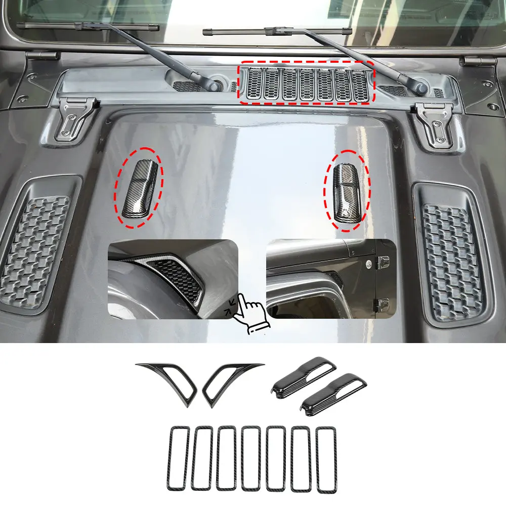 For 2018+ Jeep Wrangler JL JT Side Fender Engine Hood Hinge Air Inlet Trim
