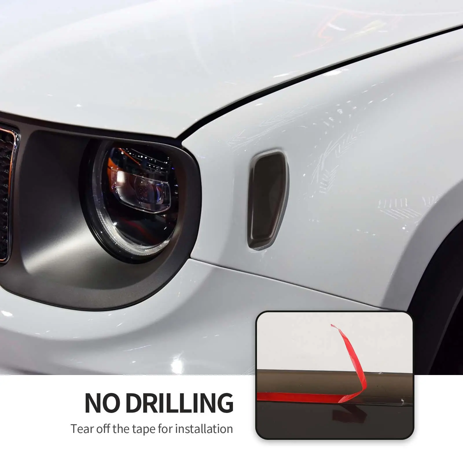 For 2015+ Jeep Renegade Smoked Side Turn Signal Light Cover Trim - Image 5