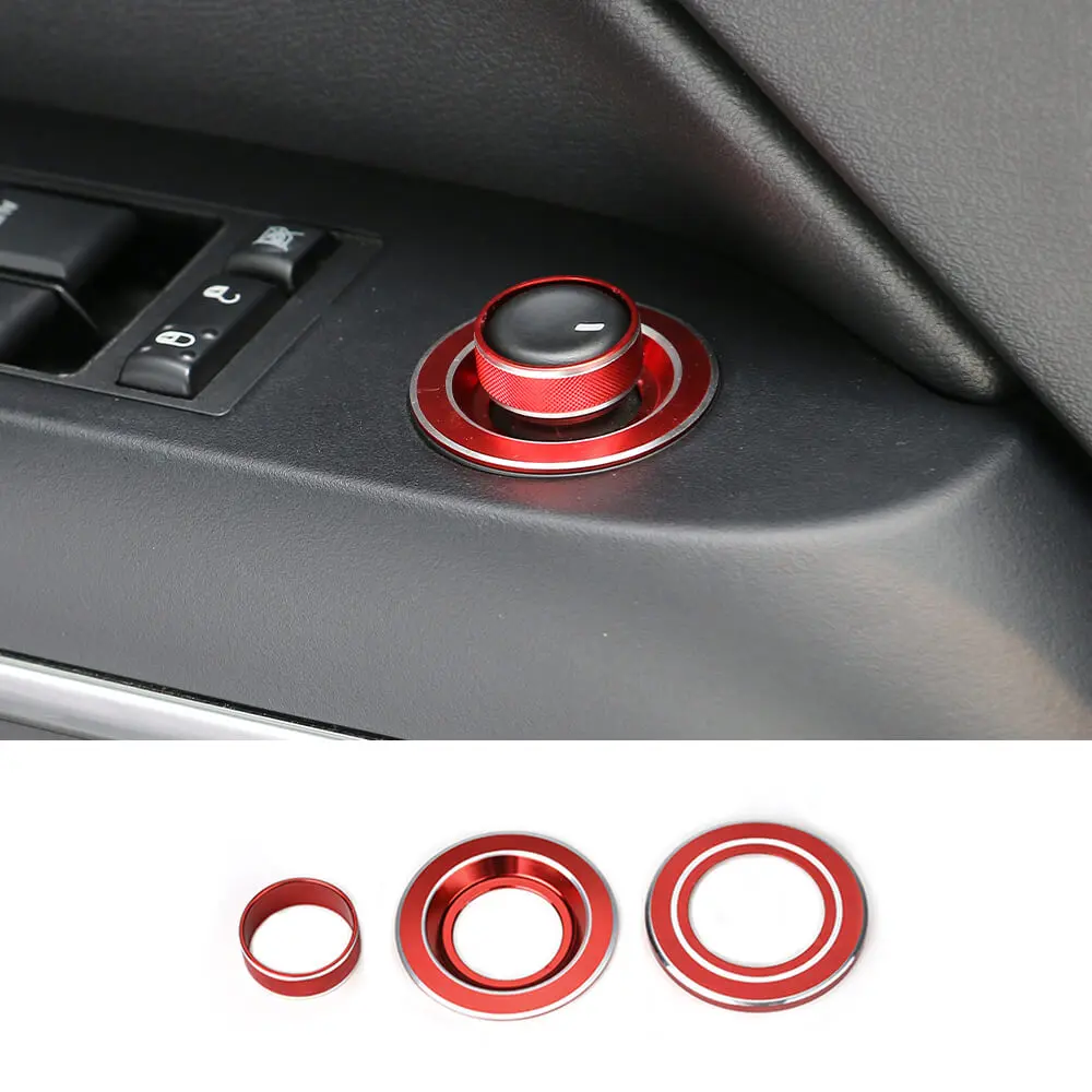 For 2011-2018 Jeep Wrangler JK Side Mirror Adjust Cigarette Lighter Button Knob Trim Ring