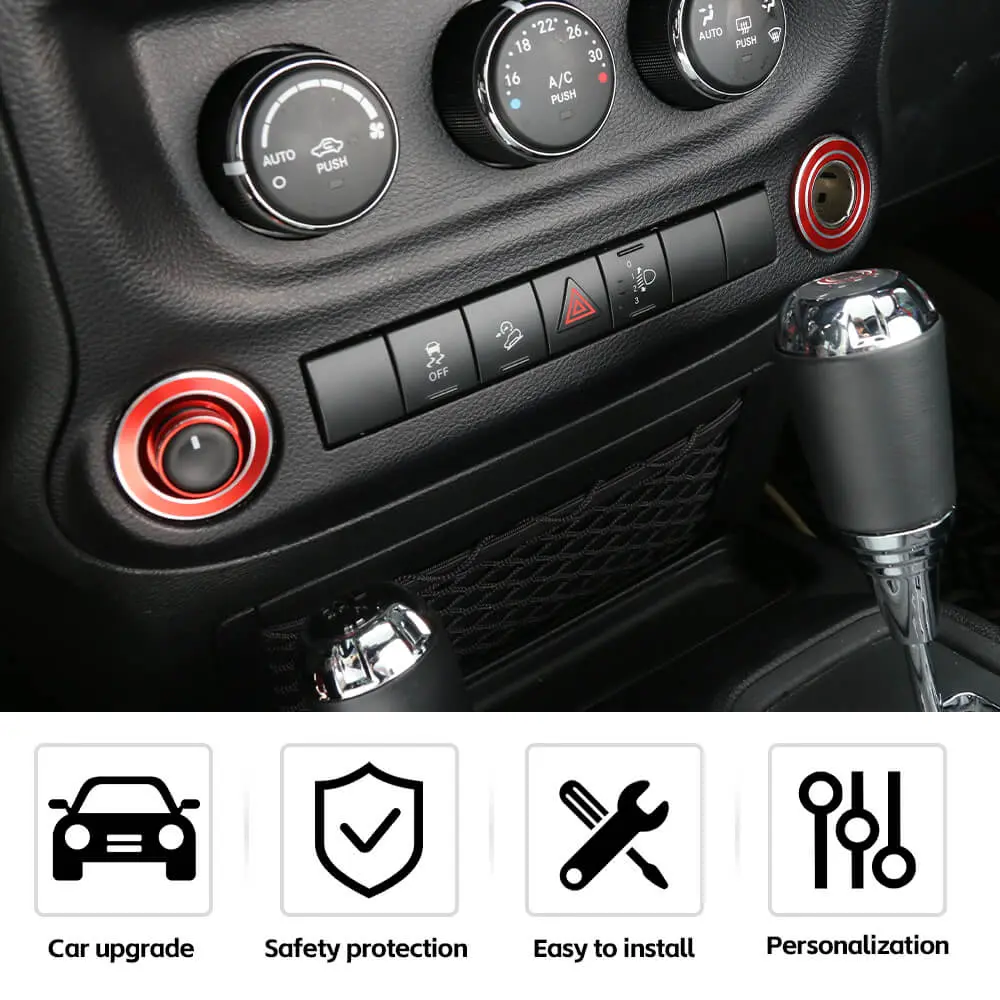 For 2011-2018 Jeep Wrangler JK Side Mirror Adjust Cigarette Lighter Button Knob Trim Ring - Image 6