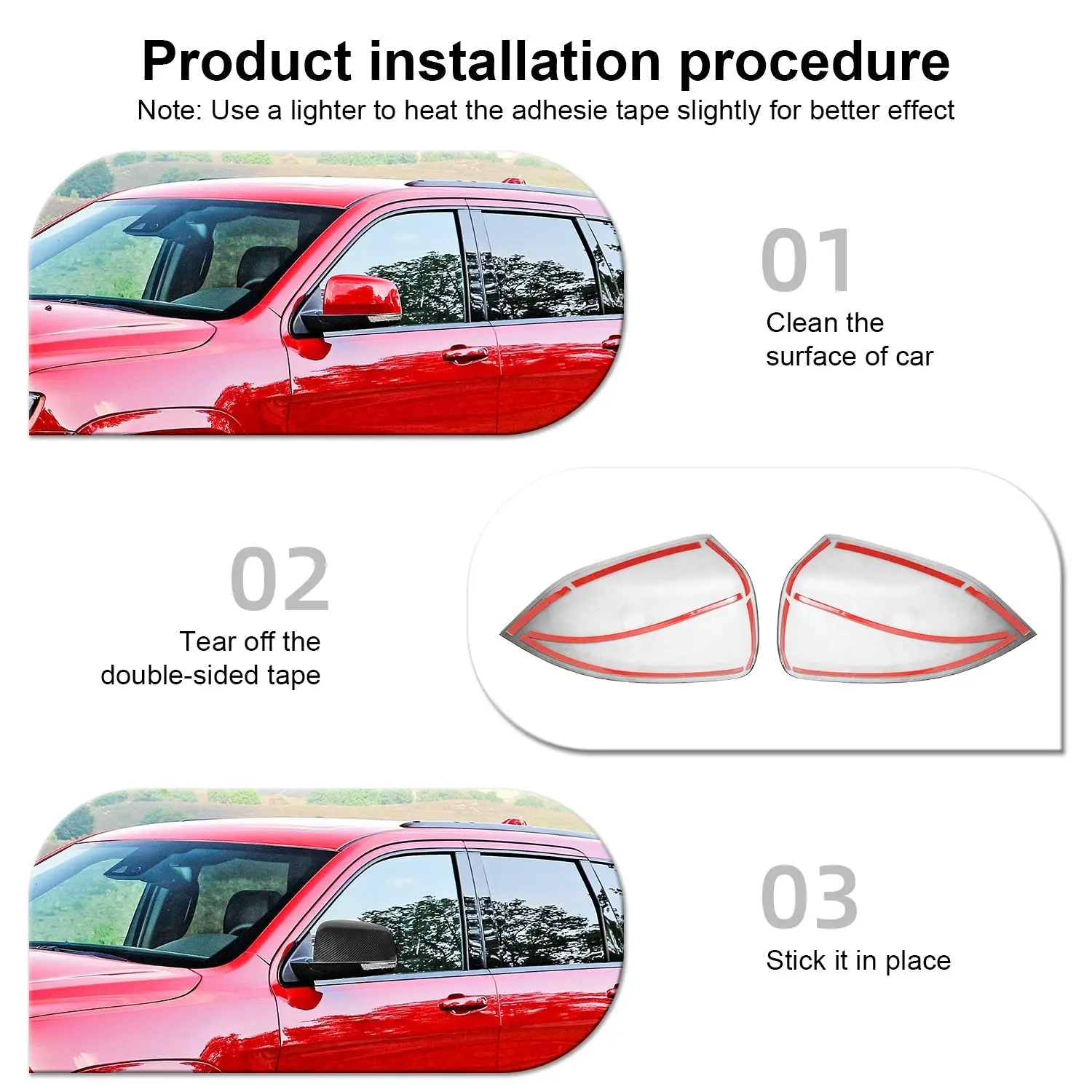 For 2011-2021 Jeep Grand Cherokee WK2 Rearview Mirrors Trim Mirrors Cover - Image 3