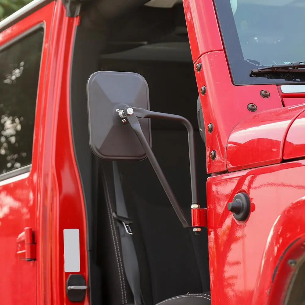 For Jeep Wrangler CJ YJ TJ JK JL & JT Side Mirrors Square Doorless Rear View Quick Release Mirrors Textured - Image 4