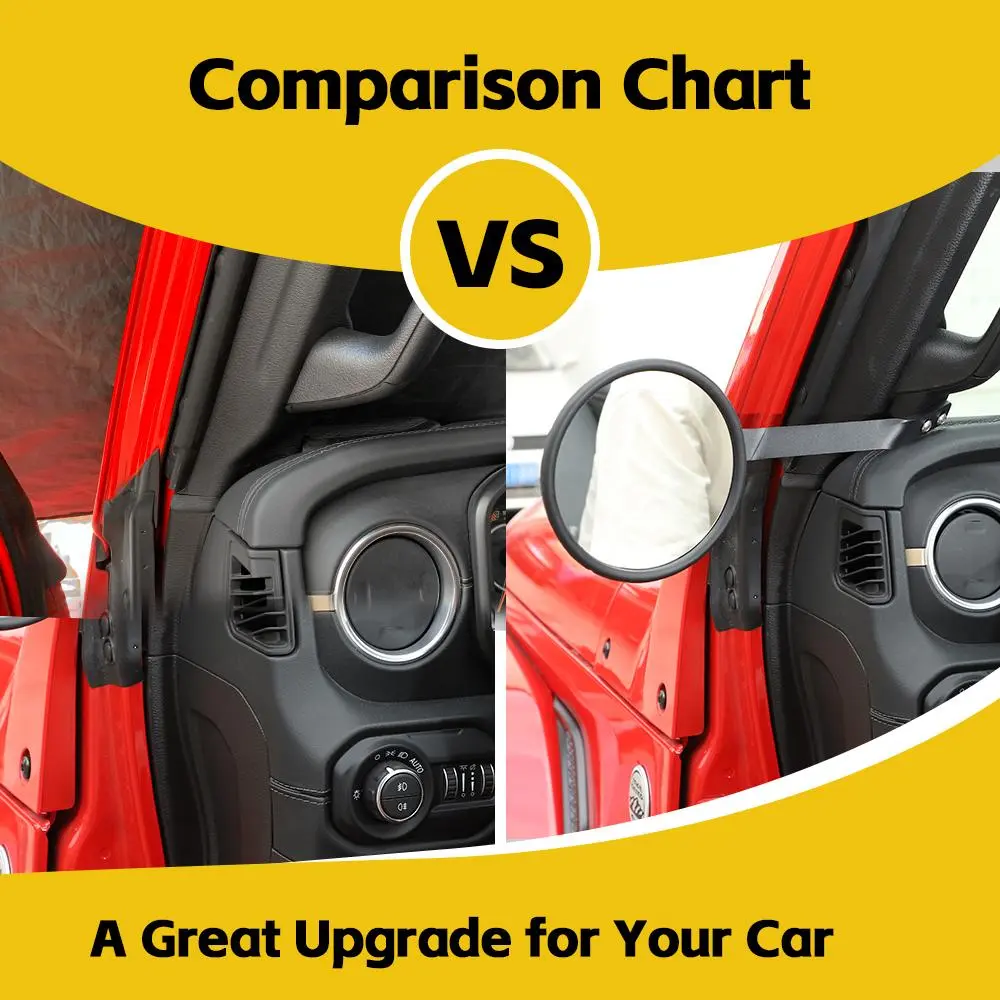 For 2024+ Jeep Wrangler JL/Gladiator JT Side Rearview Mirror A-pillar Grab Handle Rear View Mirror Black - Image 2