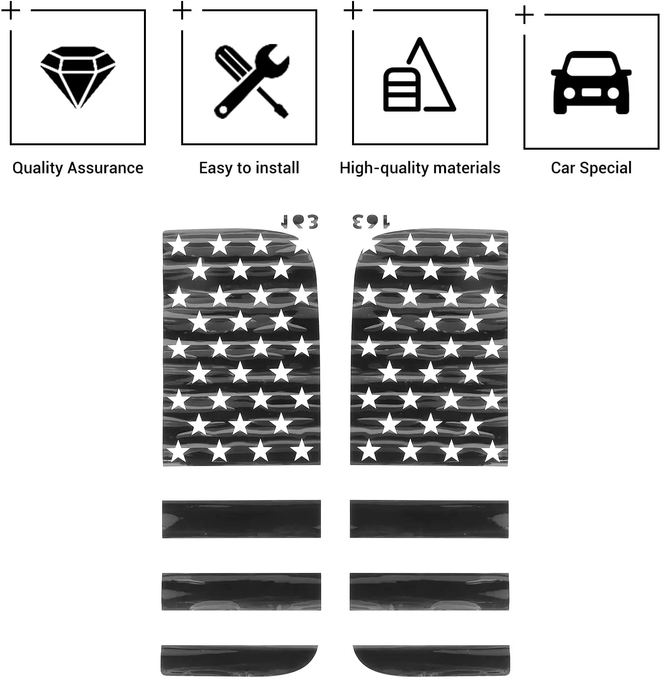 For 2018+ Jeep Wrangler JLU, 4Doors Side Small Window Decals Rear Door Window Stickers, American Flag - Image 5