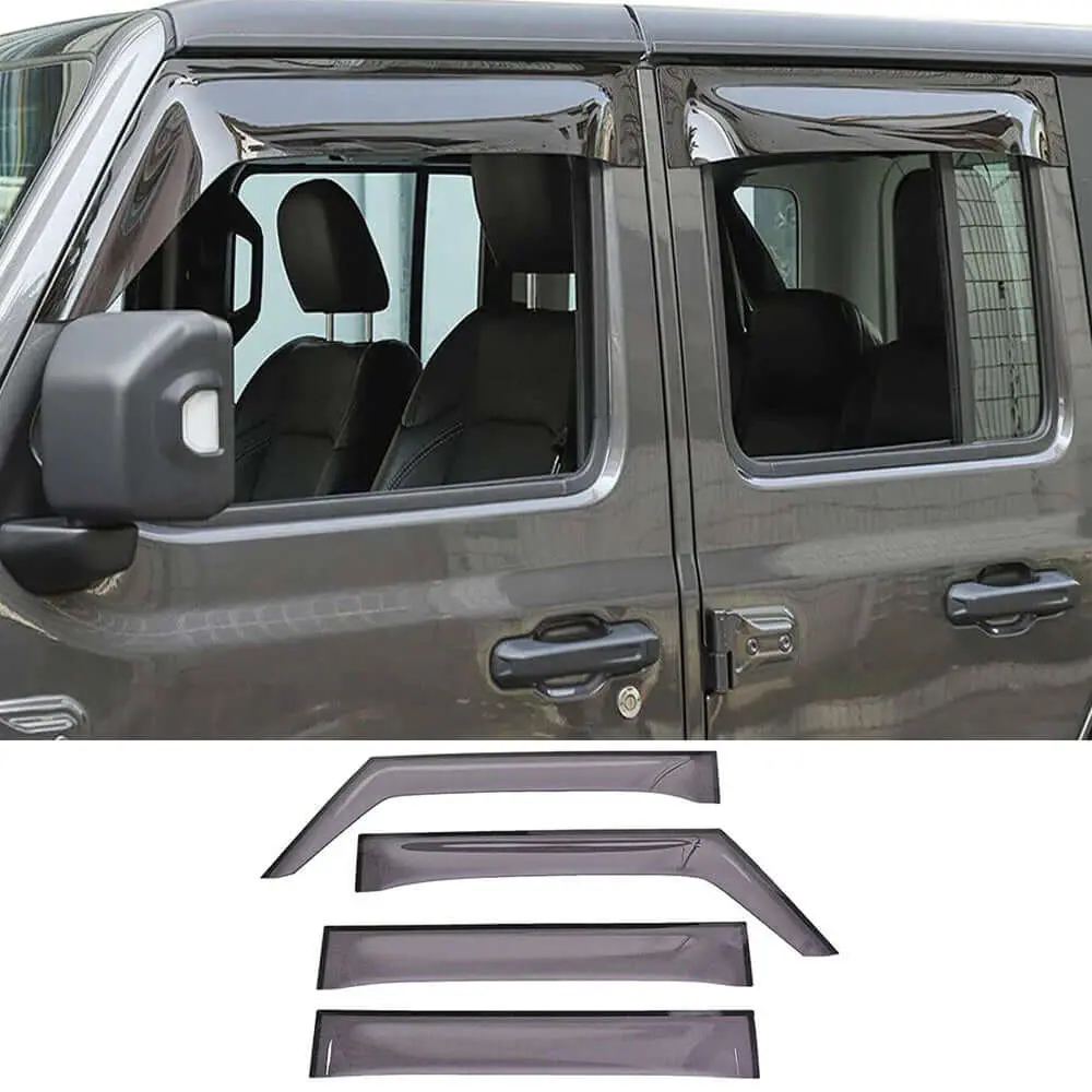 For 2018+ Jeep Wrangler JL Gladiator JT Side Window Visors Rain Shield Guards