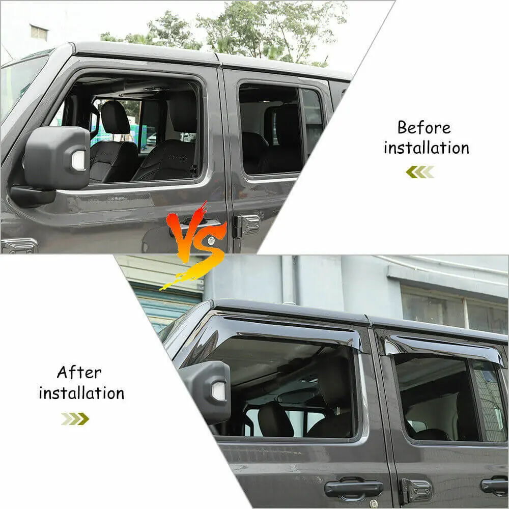 For 2018+ Jeep Wrangler JL Gladiator JT Side Window Visors Rain Shield Guards - Image 2