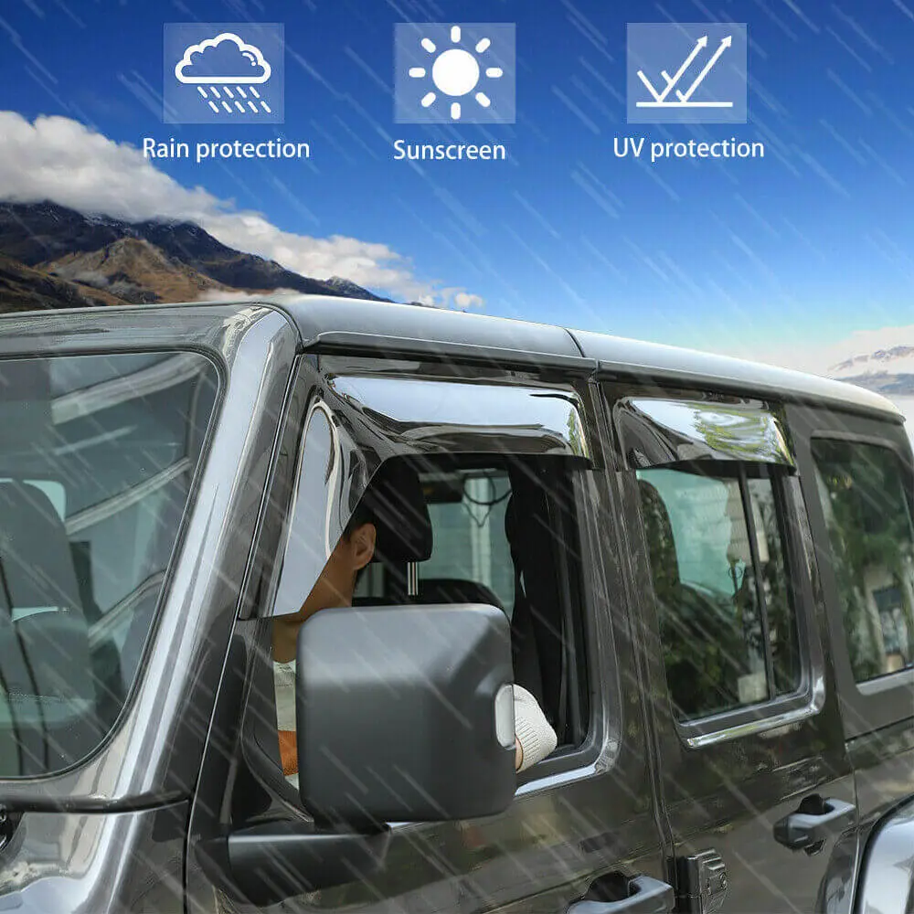 For 2018+ Jeep Wrangler JL Gladiator JT Side Window Visors Rain Shield Guards - Image 7