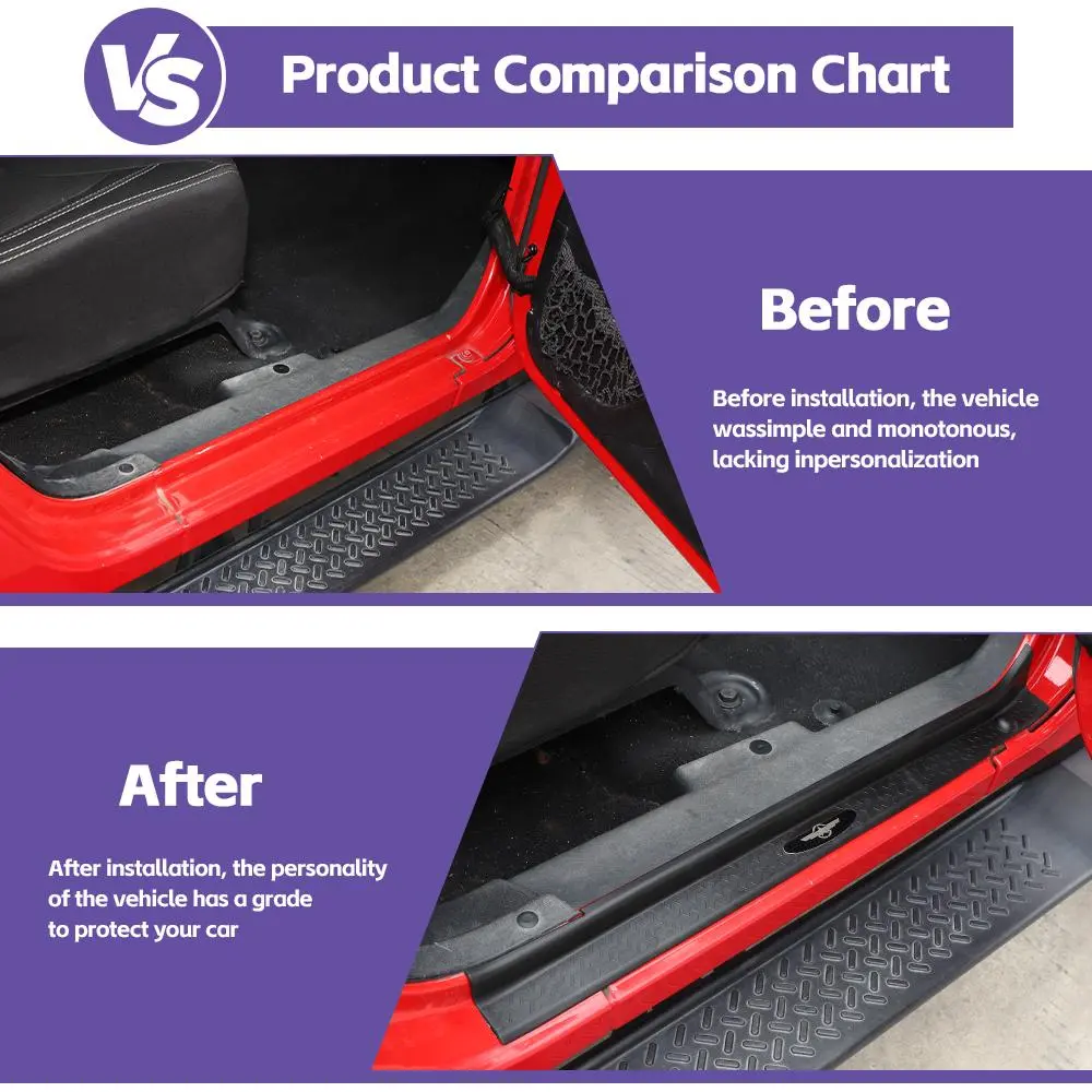 For 2007-2018 Jeep Wrangler JK JKU Sill Plate Protector Guards Strip Cover Star - Image 2
