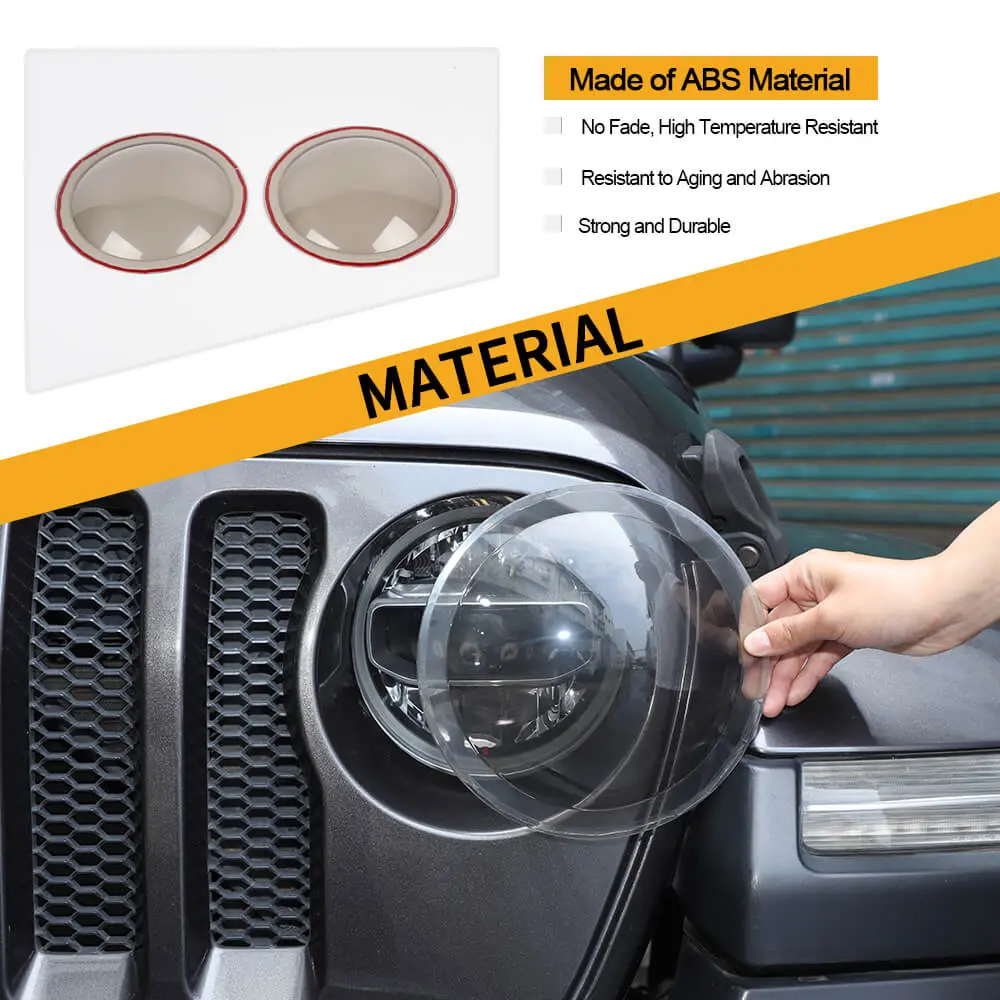 For 2018+ Jeep Wrangler JL & Gladiator JT Front Headlight Lamp Cover Decor Trim Smoked Black - Image 5