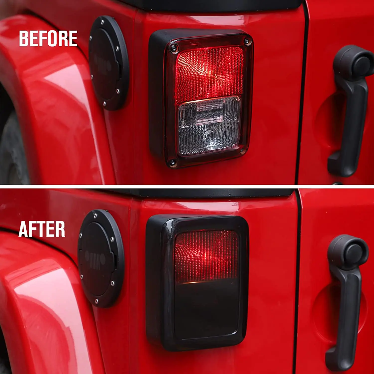 For 2007-2018 Jeep Wrangler JK JKU LED Tail Light Covers Rear Lamp Guards Smoked Black - Image 2