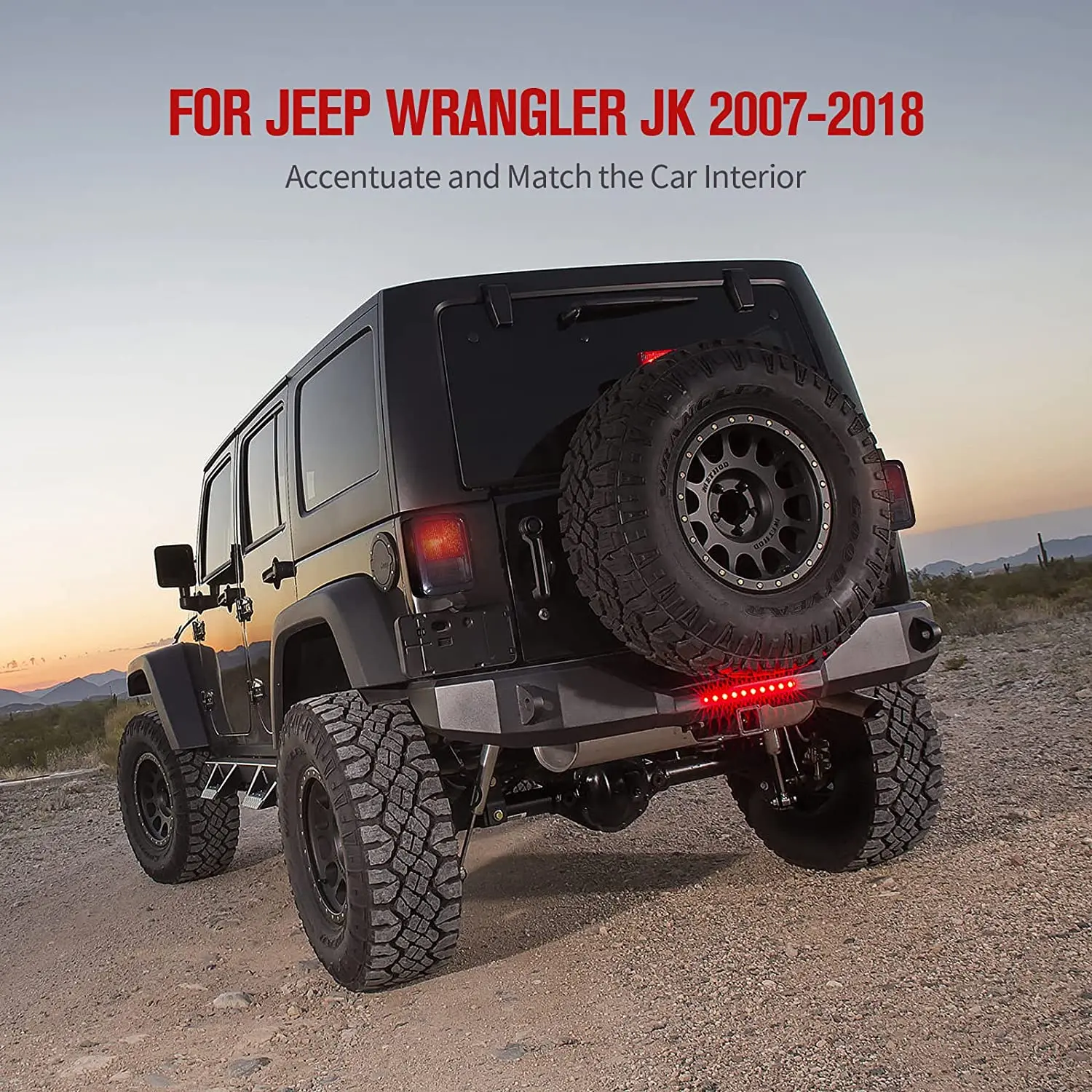 For 2007-2018 Jeep Wrangler JK JKU LED Tail Light Covers Rear Lamp Guards Smoked Black - Image 6