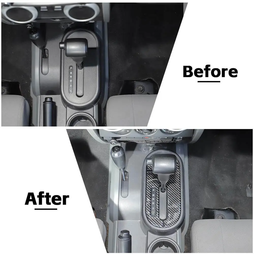 For 2007-2010 Jeep Wrangler JK Soft Carbon Fiber Console Gear Shift Panel Cover Trim - Image 2