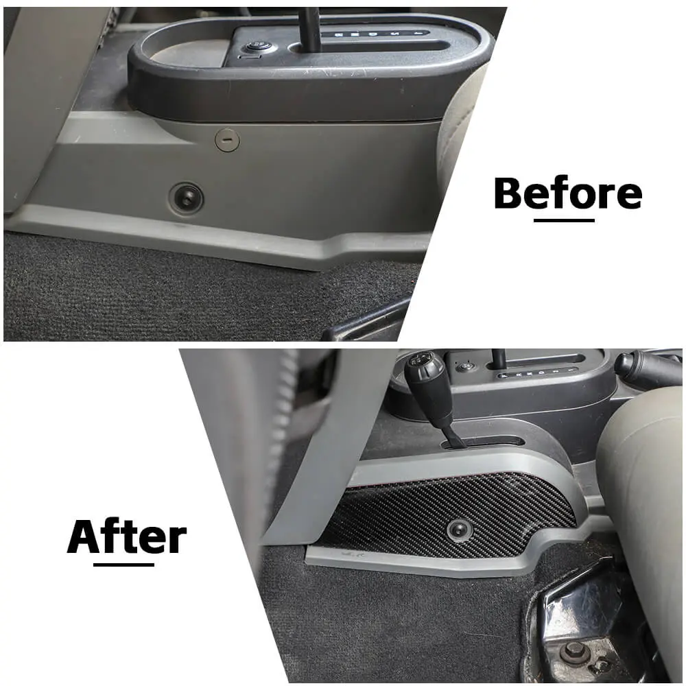 For 2007-2010 Jeep Wrangler JK Soft Carbon Fiber Gear Shift Side Panel Trim Stickers - Image 2