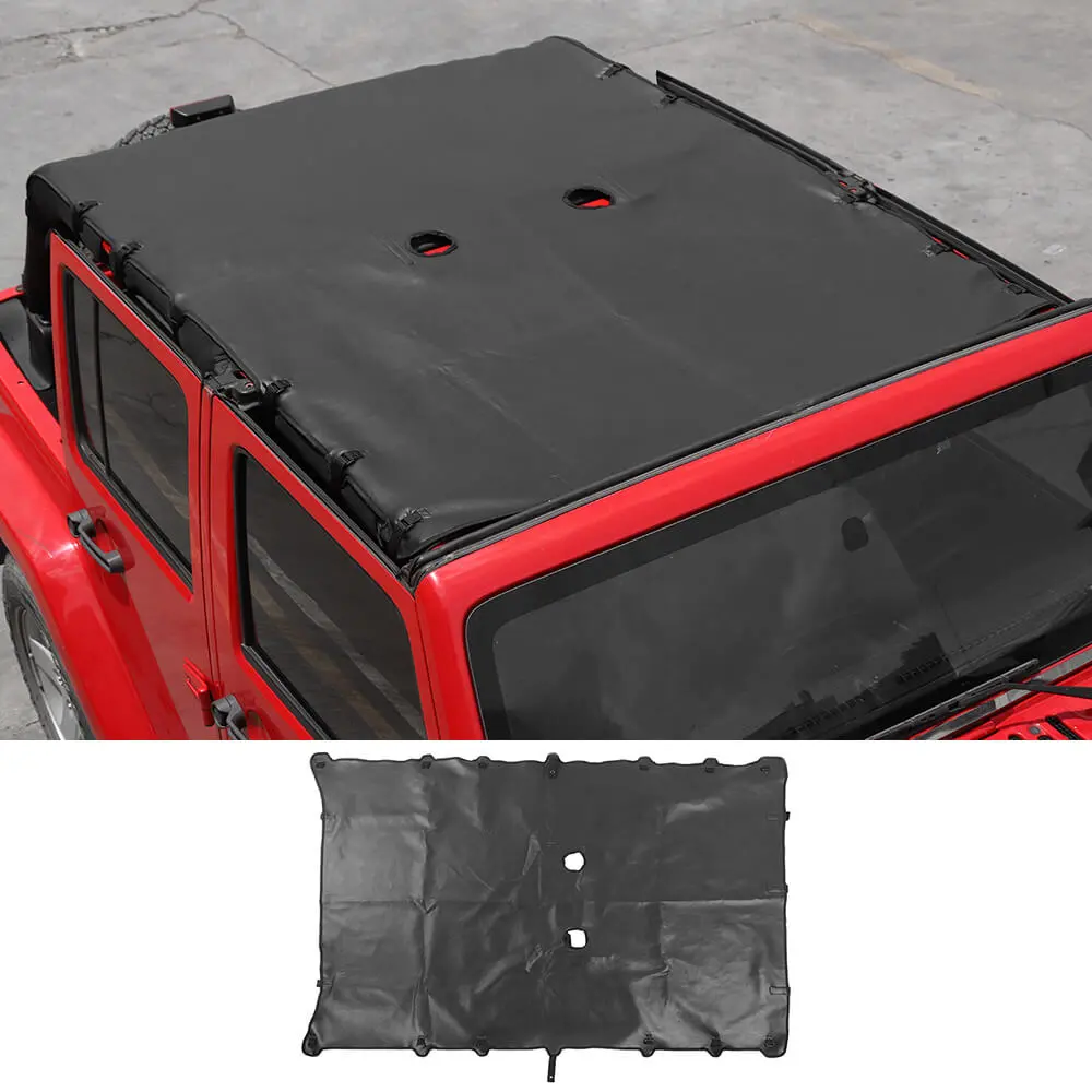 For 2007-2018 Jeep Wrangler JK JKU 4 Door Soft Leather Sunshade Top Full Length Cover Black - Image 11