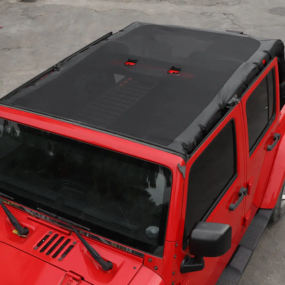 For 2007-2018 Jeep Wrangler JK JKU 4 Door Soft Leather Sunshade Top Full Length Cover Black - Image 3