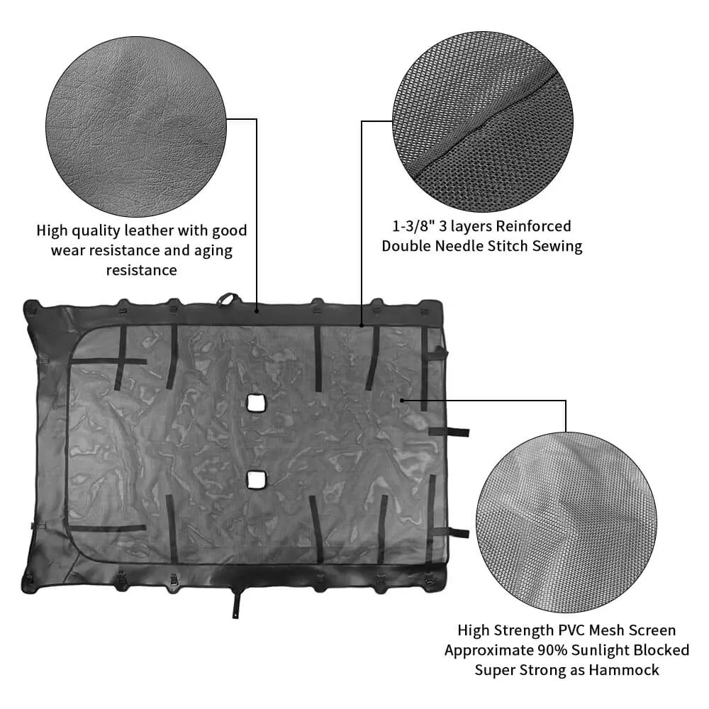 For 2007-2018 Jeep Wrangler JK JKU 4 Door Soft Leather Sunshade Top Full Length Cover Black - Image 6