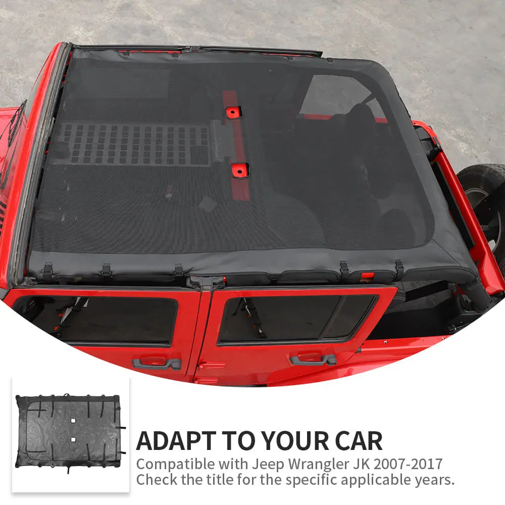 For 2007-2018 Jeep Wrangler JK JKU 4 Door Soft Leather Sunshade Top Full Length Cover Black - Image 8