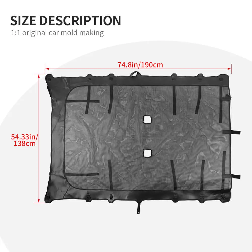 For 2007-2018 Jeep Wrangler JK JKU 4 Door Soft Leather Sunshade Top Full Length Cover Black - Image 9