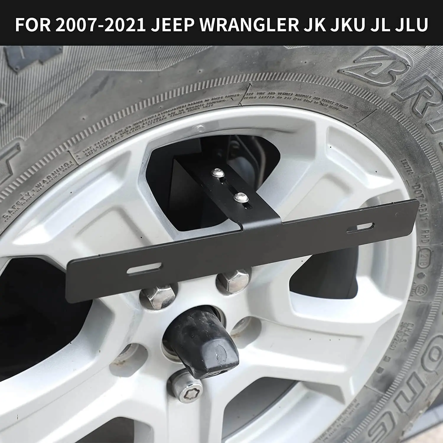 For Jeep Wrangler JK JL Spare Tire License Plate Relocation Bracket Holder Black - Image 3