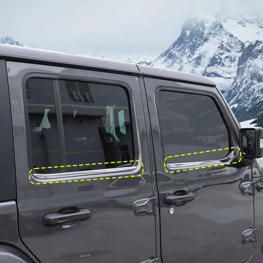 For 2018+ Jeep Wrangler JL JLU JT 2/4Door Stainless Steel Door Window Bottom Strips Cover Trim - Image 3