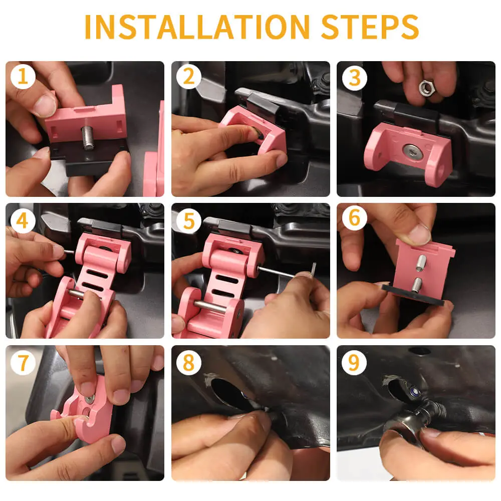 For 2007+ Jeep Wrangler JK JL & Gladiator JT Stainless Steel Hood Latches Hood Lock Catch Kit - Image 6