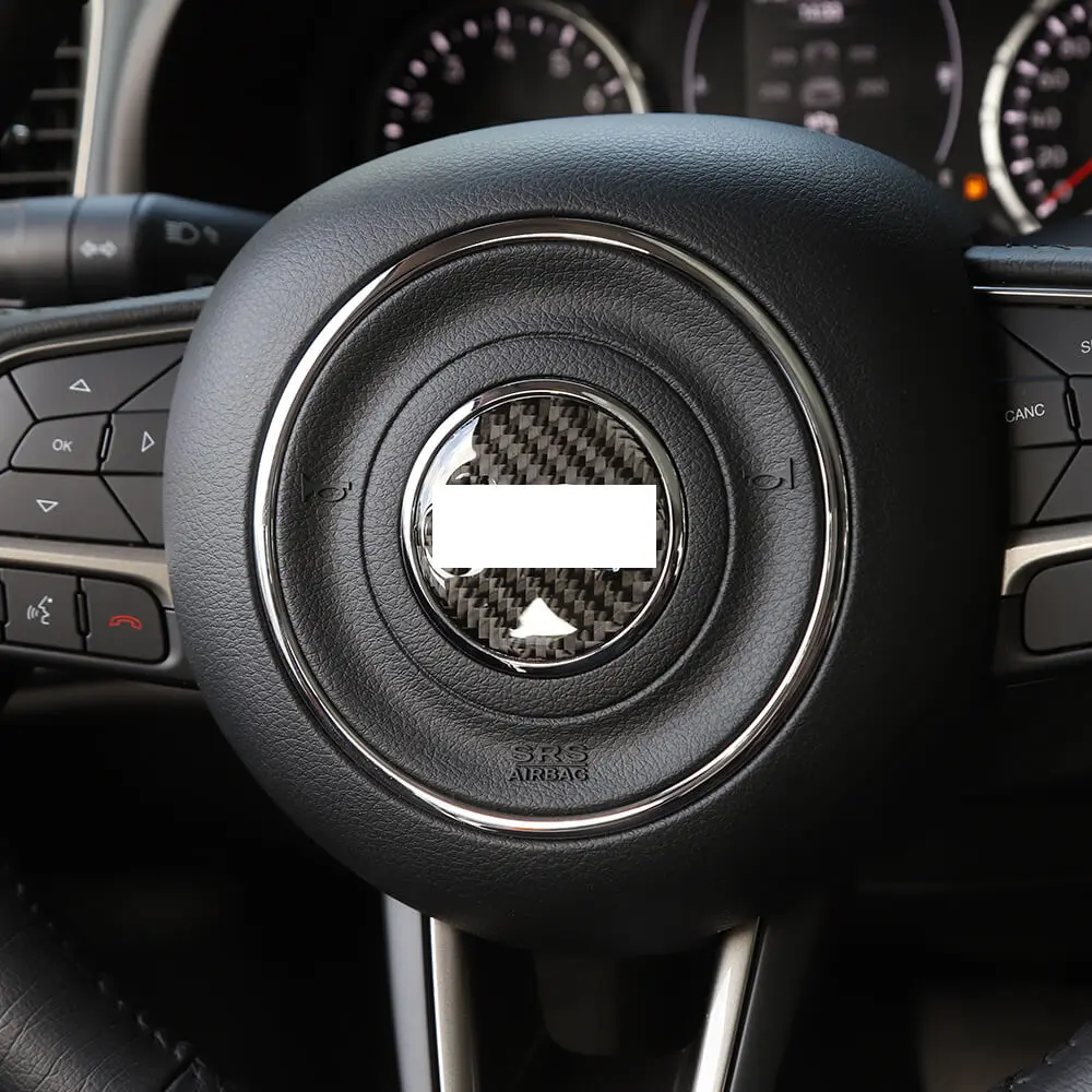 For Jeep Renegade 16+/ Grand Cherokee 11-21/ Cherokee14+/ Wrangler JK 11-18 Steering Wheel Center Trim Cover Soft Carbon Fiber - Image 3