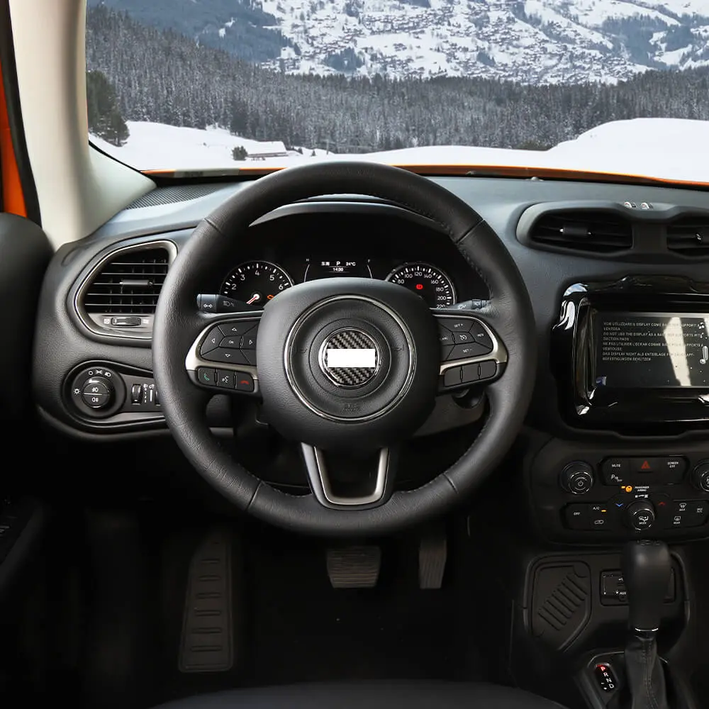 For Jeep Renegade 16+/ Grand Cherokee 11-21/ Cherokee14+/ Wrangler JK 11-18 Steering Wheel Center Trim Cover Soft Carbon Fiber - Image 4