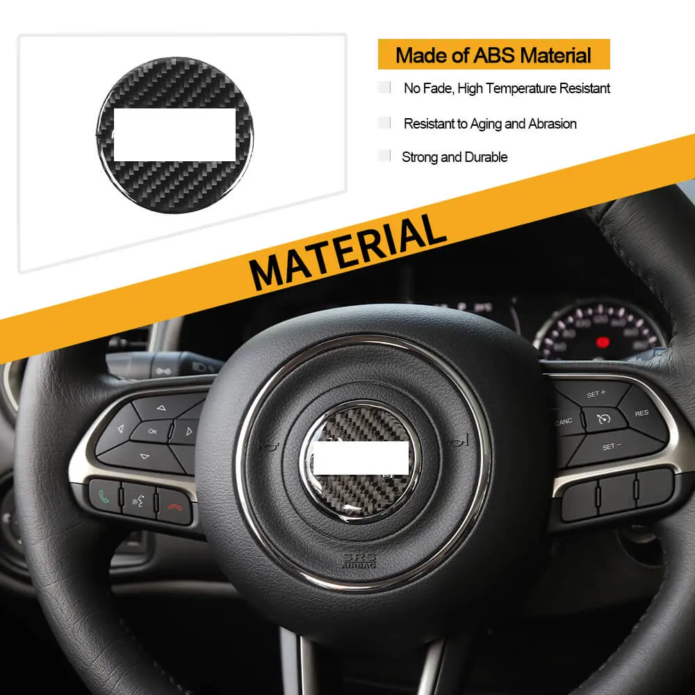 For Jeep Renegade 16+/ Grand Cherokee 11-21/ Cherokee14+/ Wrangler JK 11-18 Steering Wheel Center Trim Cover Soft Carbon Fiber - Image 5