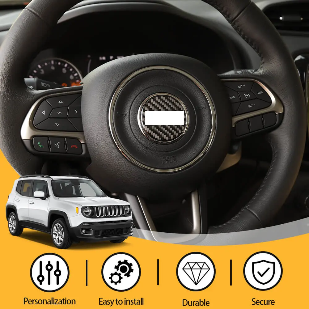 For Jeep Renegade 16+/ Grand Cherokee 11-21/ Cherokee14+/ Wrangler JK 11-18 Steering Wheel Center Trim Cover Soft Carbon Fiber - Image 6