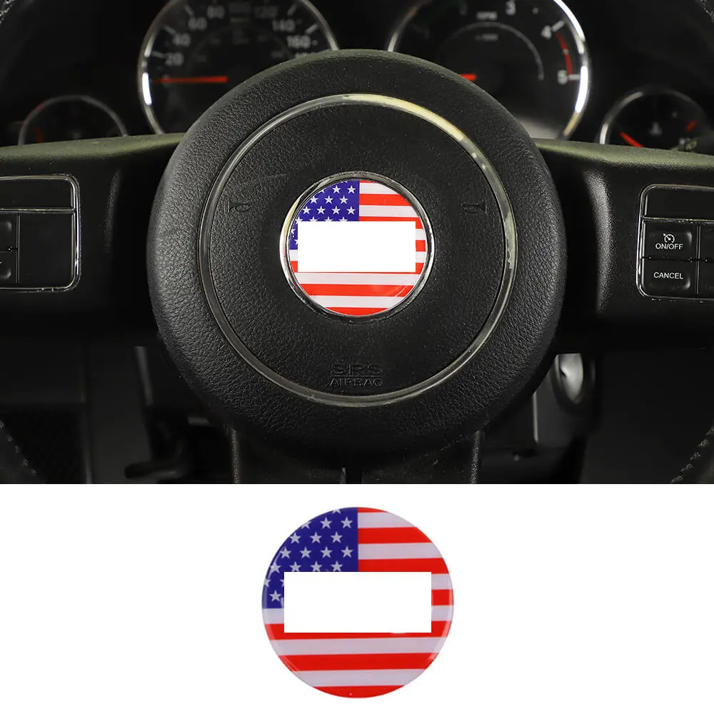 For Jeep Renegade 2016+/ Grand Cherokee WK2 11-21/ Cherokee14+/ Wrangler JK 11-18 Steering Wheel Center Trim Cover American Flag