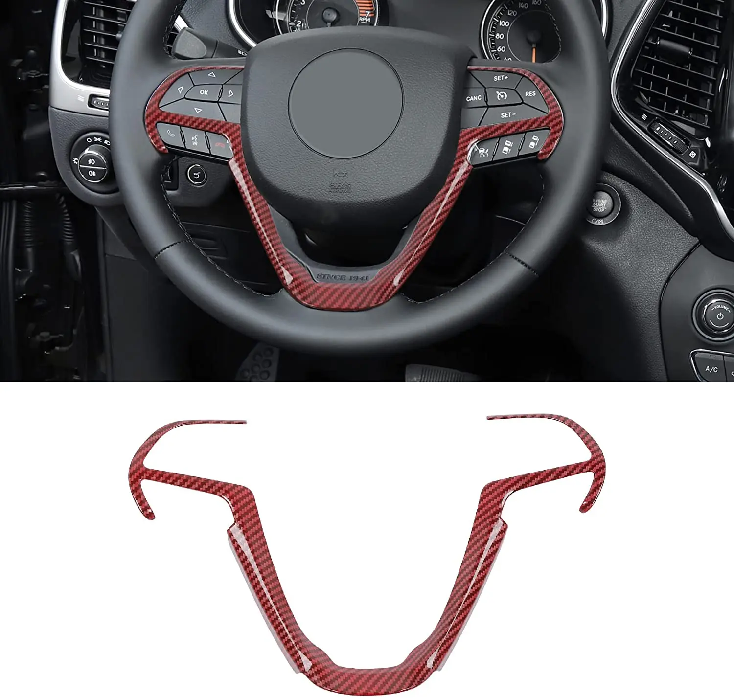 For 2014-2021 Jeep Grand Cherokee WK2 & 2014+ Cherokee Steering Wheel Trim Cover - Image 11