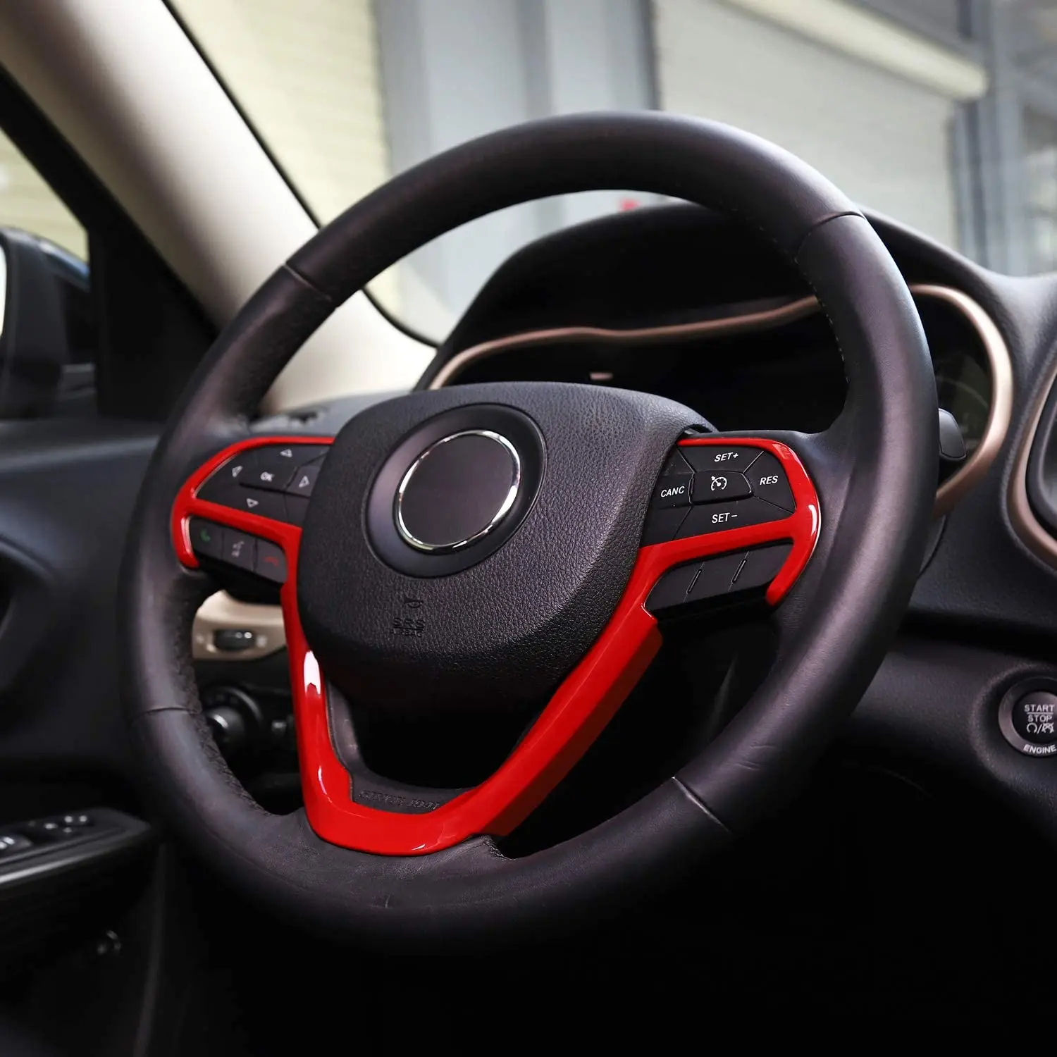 For 2014-2021 Jeep Grand Cherokee WK2 & 2014+ Cherokee Steering Wheel Trim Cover - Image 3