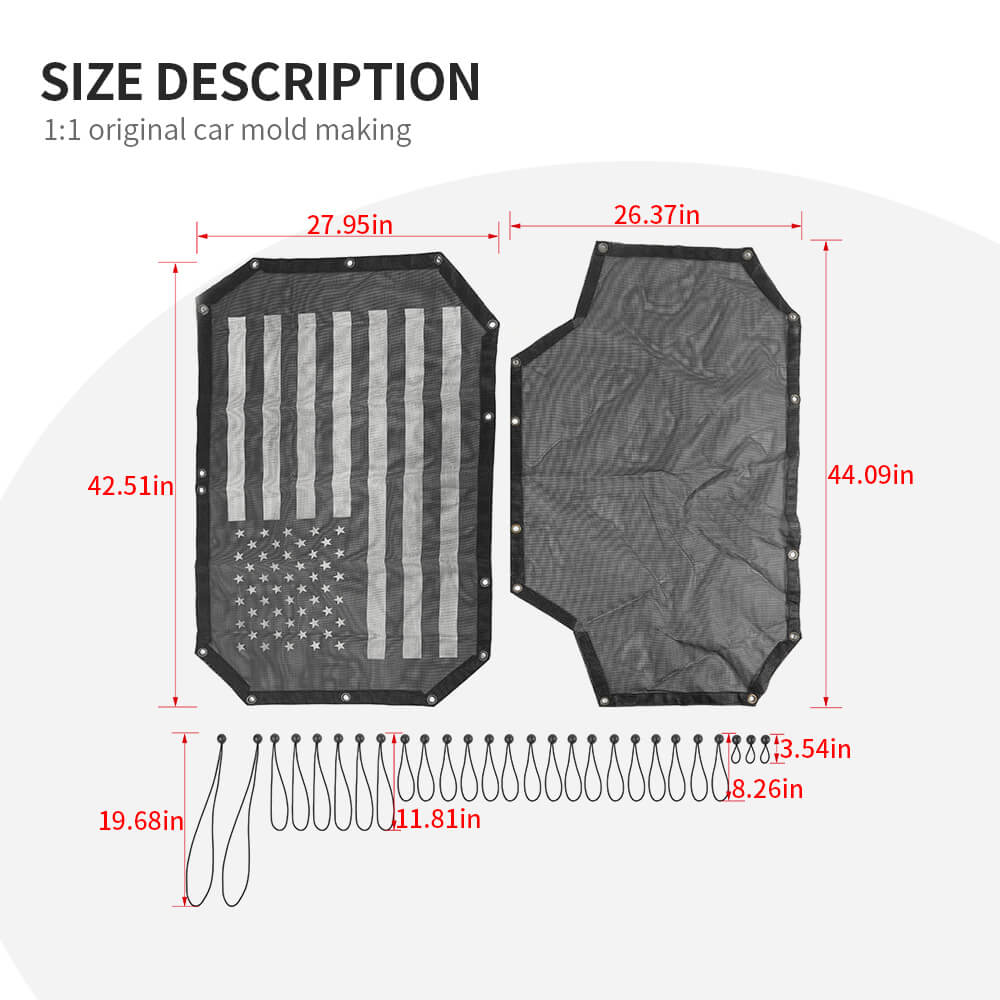 For 2007-2018 Jeep Wrangler JKU 4 Door Sun Shade Mesh Sunshade Provides UV Sun Protection Front & Rear - Image 11
