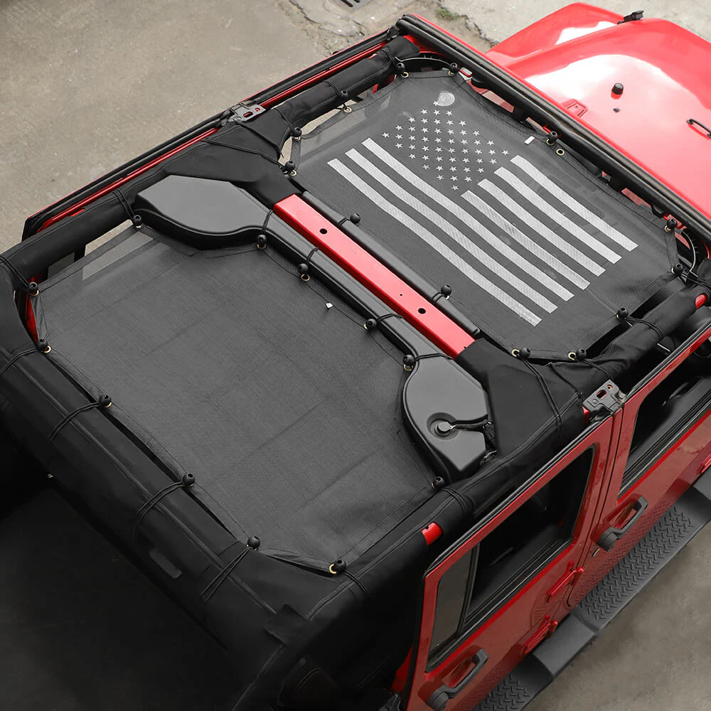For 2007-2018 Jeep Wrangler JKU 4 Door Sun Shade Mesh Sunshade Provides UV Sun Protection Front & Rear - Image 2