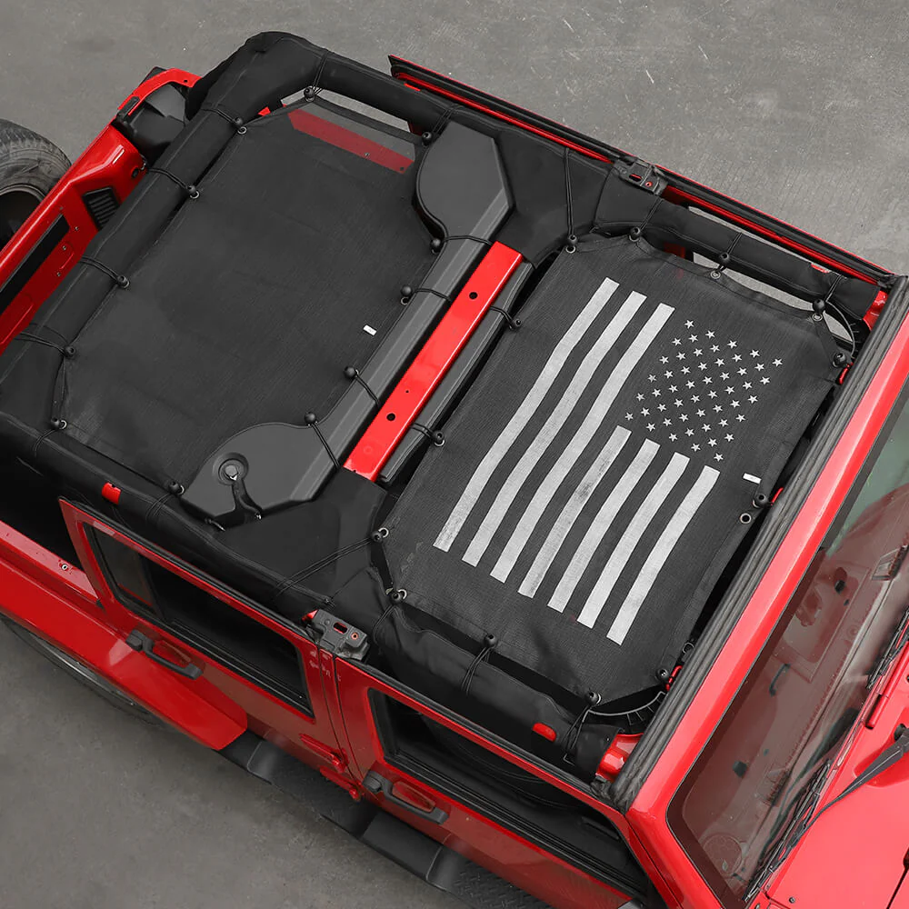 For 2007-2018 Jeep Wrangler JKU 4 Door Sun Shade Mesh Sunshade Provides UV Sun Protection Front & Rear - Image 3