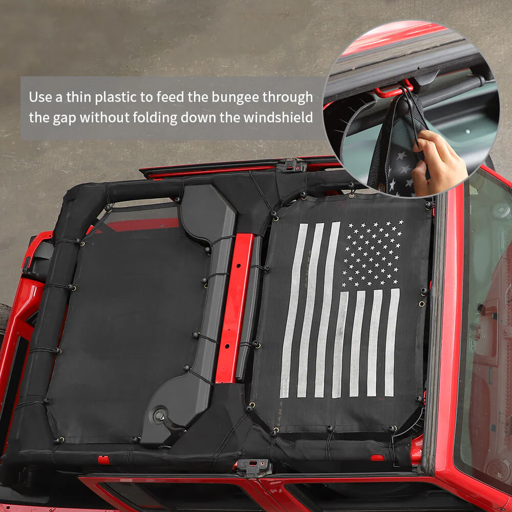For 2007-2018 Jeep Wrangler JKU 4 Door Sun Shade Mesh Sunshade Provides UV Sun Protection Front & Rear - Image 4
