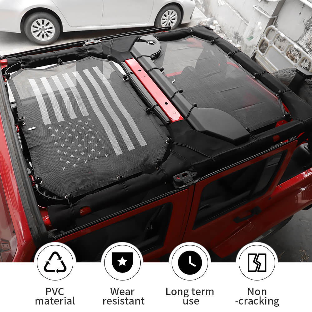 For 2007-2018 Jeep Wrangler JKU 4 Door Sun Shade Mesh Sunshade Provides UV Sun Protection Front & Rear - Image 5