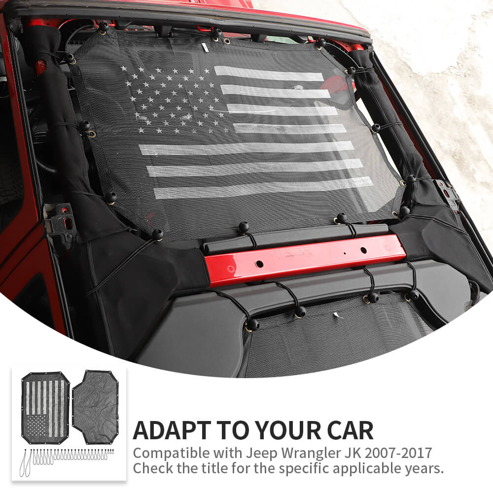 For 2007-2018 Jeep Wrangler JKU 4 Door Sun Shade Mesh Sunshade Provides UV Sun Protection Front & Rear - Image 6