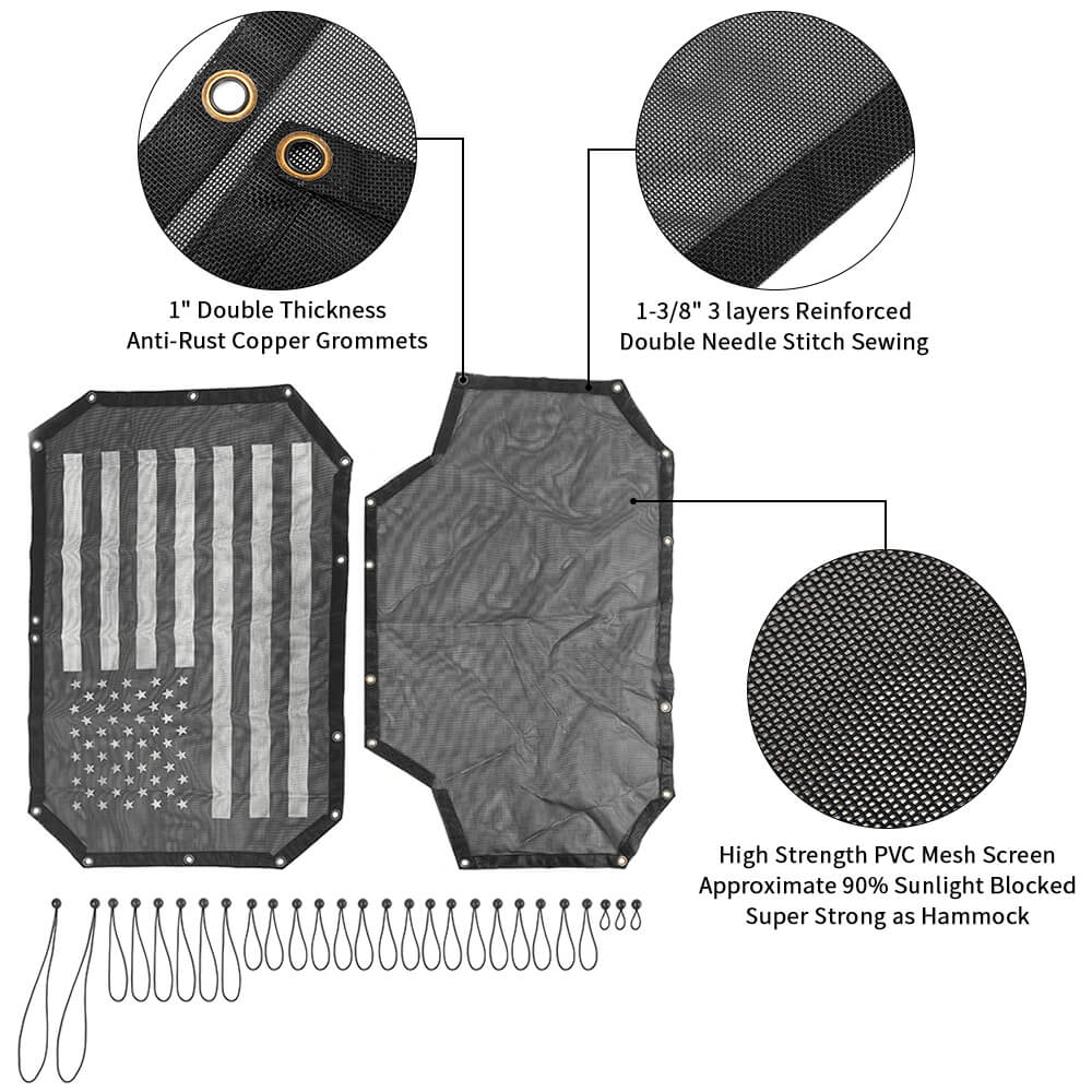 For 2007-2018 Jeep Wrangler JKU 4 Door Sun Shade Mesh Sunshade Provides UV Sun Protection Front & Rear - Image 9