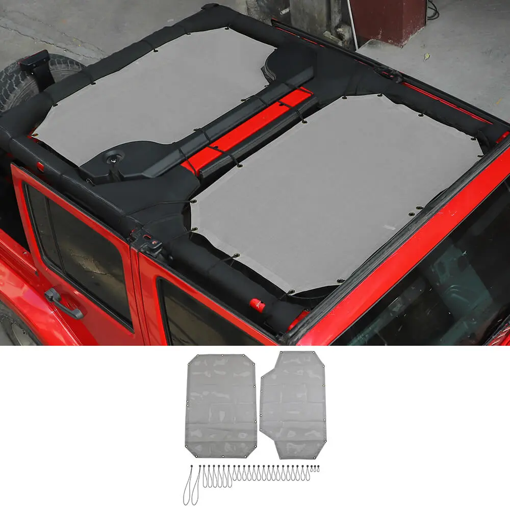 For 2007-2018 Jeep Wrangler JKU 4 Door Front & Rear Mesh Bikini Top Sunshade – UV Protection Soft Roof Cover - Image 14