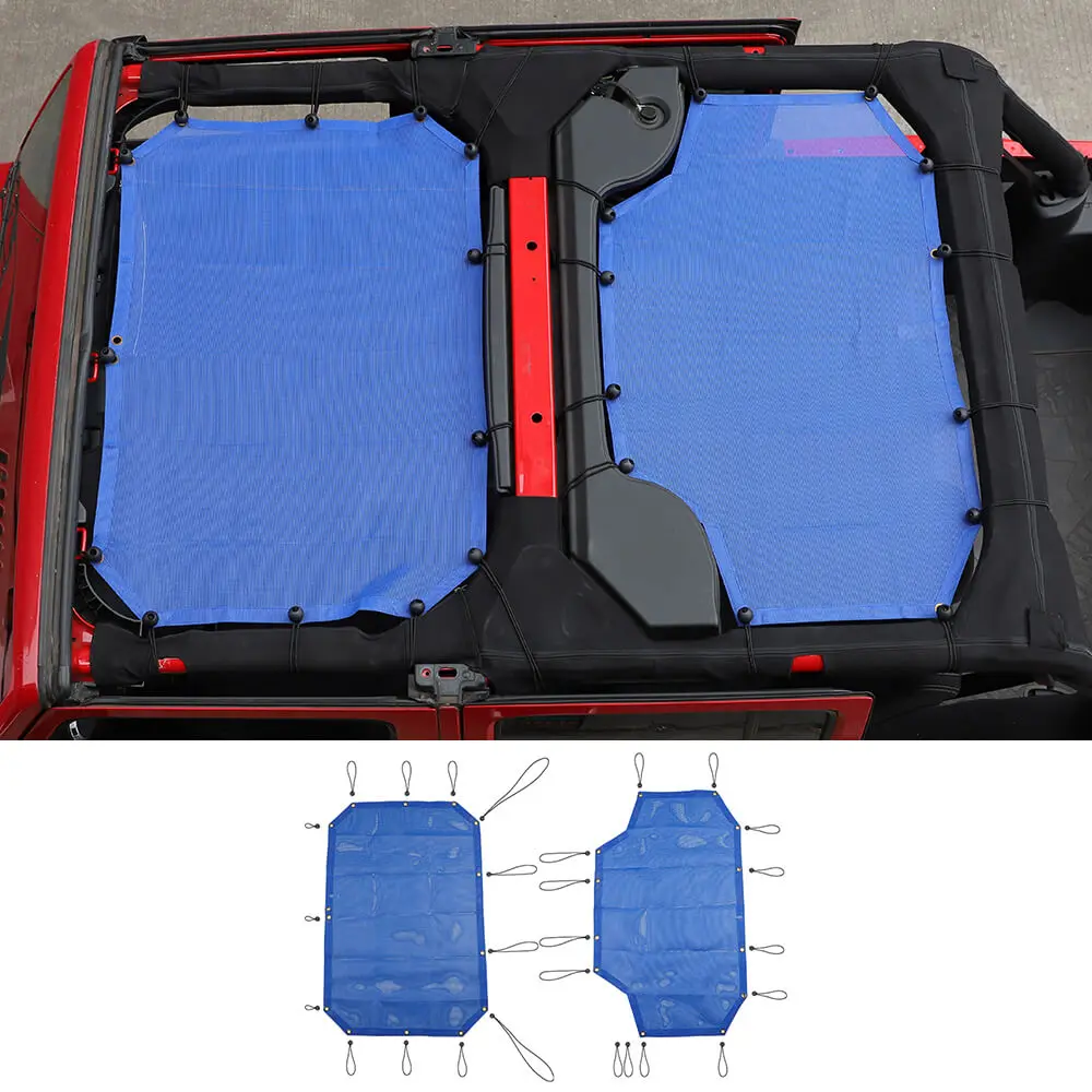 For 2007-2018 Jeep Wrangler JKU 4 Door Front & Rear Mesh Bikini Top Sunshade – UV Protection Soft Roof Cover - Image 16