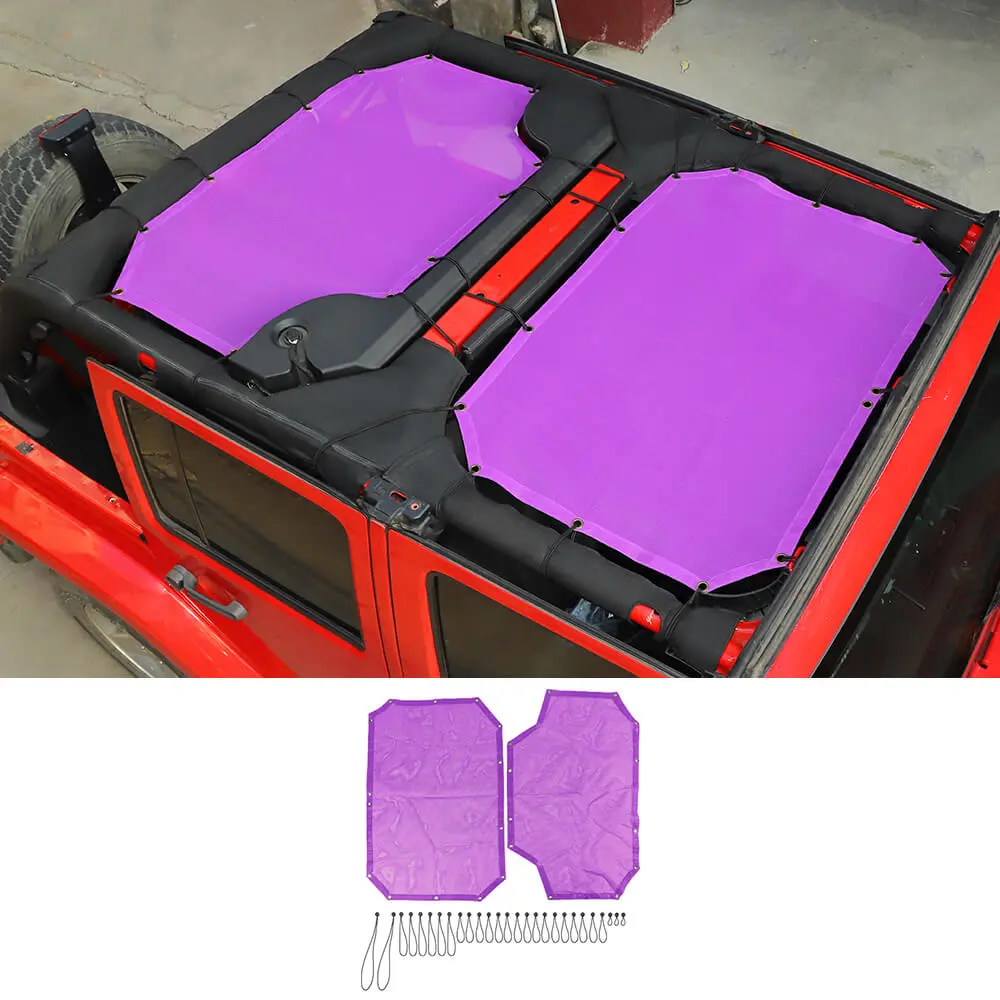 For 2007-2018 Jeep Wrangler JKU 4 Door Front & Rear Mesh Bikini Top Sunshade – UV Protection Soft Roof Cover - Image 18
